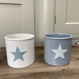White Planter with Grey Star