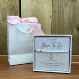 Life Charms the Thoughtful Jewellery Co. Just Because Bracelet Collection; Mum To Be The first step a baby takes is to your heart x ( in gift box included) stood with gift bag (sold separately for £2)