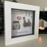 Pebble Art by La De Da Living   Award winning keepsake gifts - Handmade in the Cotswolds    Mini Framed Pebble Art - White block square frame 12.5cm 'Forever starts today'
