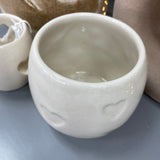 Ceramic Heart Debossed Pot - Cream