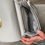 Pale Grey Faux Leather Slim Body Bag H28cm
