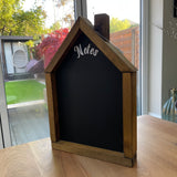 House Shape Framed H35cm Chalkboard with 'Notes' heading Made in the UK by The Giggle Gift co.