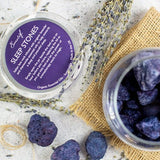 Aromatherapy Lavender & Chamomile Sleep Stones Natural volcanic rock (responsibly collected from Mount Etna) infused for many days in the very best organic oils of British lavender and chamomile contained within a resealable glass jar. Lavender and chamomile are both so well-known for their therapeutic and healing qualities.