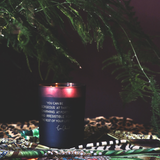 Soy Candle 12.5cm 
Presented in a Black Glass Jar with the Fragrance Warm Cashmere
Quote by Inspirators collection - Coco Chanel;
'You can be gorgeous at thirty, charming at forty, and irresistible for the rest of your life' 