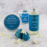 Aromatherapy Relaxing Spa Stones Refresher Oil The Relaxation Blend! The 100ml Spa Stone Concentrated Refresher Oil is expertly blended by hand in the heart of East Sussex using only the finest quality ingredients.  Recreate the luxury hotel spa experience within your home with this anti-viral organic and natural blend of 11 essential oils to help uplift your mood and add a positive ambience to your home.