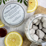 Aromatherapy Anti-Viral Stress Stones Natural volcanic rock (responsibly collected from Mount Etna) infused with a blend of 11 anti-viral organic and essential oils designed to help you destress, whilst naturally aiding your immune system.