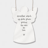 East of India Hanging Porcelain Angel with a meaningful quotes; 'Guardian Angels up above please protect the ones we love' 4047