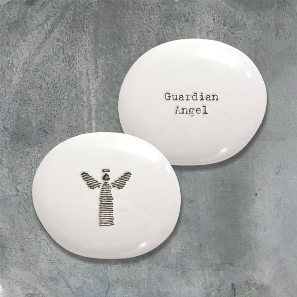 East of India Quotable pebble collection - Small gifts with a meaningful quote for someone special White Round Pebble 'Guardian Angel'