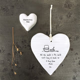 East of India Porcelain Hanging Heart - All the words in the world can't say as much as a hug from mum can' - 6222 