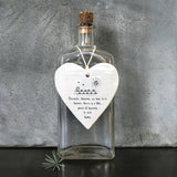 East of India porcelain hanging heart - 'Because someone we love is in heaven, there is a little piece of heaven in our home' - 6225