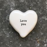 East of India - White Heart Pebble 'Love You' - 6700