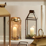 Antique Brass Metal & Glass Square Lanterns - 49cm & 60cm
