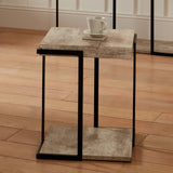 Pacific Lifestyle Concrete Effect MDF & Black Iron Side Table