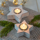 Retreat - Whitewashed Star T-light Holders