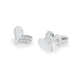 Life Charm Earrings - Half Crystal Heart Studs