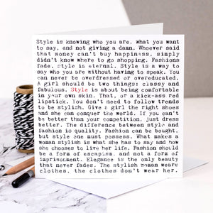 Coulson Macleod Wise Words Card All About Style Perfect for Fashionista or Designer