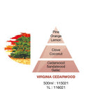 Lamp Berger Viriginia Cedarwood fragrance pyramid image showing the contents