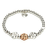 Silver plated bracelet with three flower charms
