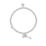 Silver Elastic Bracelet with sparkly key charm for 21st birthday