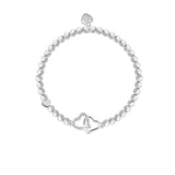 Silver Elastic Bracelet with intertwined hearts charm