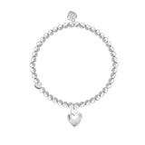 Silver Elastic Beaded Bracelet with puffed silver heart charm Lovely nan