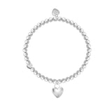 Silver Elastic Beaded Bracelet with puffed silver heart charm Lovely nan