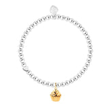 Silver Elastic Bracelet with Gold Cupcake Charm