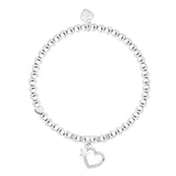 Silver Beaded bracelet with open heart charm with star inside