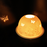 Light Glow Lithophane T-Light Candle Holder -  Butterflies