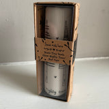 Send with love mini 8cm white Bud Vase with quote; 'From tiny seeds grow mighty trees' A thoughtful gift with the 'send with love' gift box