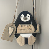 East of India - Hanging Penguin 'Flipping love you'