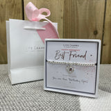 Happy Birthday Best Friend Bracelet in it's gift box with matching Life Charm Gift Bag (sold separately for £2)