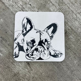 Penguin Ink Dog French Bulldog 10cm Melamine Coaster with cork backing 