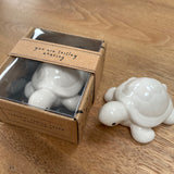 Cute White Ceramic Turtle Charm Keepsake 4cm Quote on the Send with Love box - 'you are turtley amazing' presented in a gift box