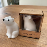 Cute Bear White Ceramic Charm Keepsake 6cm Quote on the Send with Love box - 'bear hugs and kisses' presented in a gift box