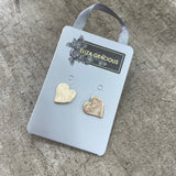 Eliza Gracious quality - affordable design led branded costume jewellery. Brushed Face Heart Studs Earrings EE0119 Pale Gold