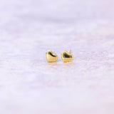 Sweet heart shaped stud earrings presented in a message bottle on a card that reads "small heart big love"  18K Gold Plated Sterling Silver#