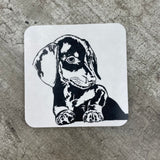 Penguin Ink Dachshund Dog Coaster 10cm Melamine with cork backing 