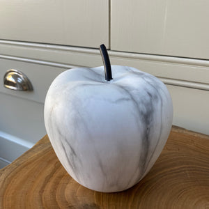 Stunning white & black marble effect resin apple & pear decoration