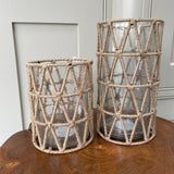 Retreat-home Jute Chevro Glass Lanterns 18cm & 26cm 22SS55