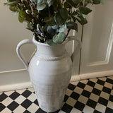 Cream / off white Distressed H41cm Ceramic Tall Urn Vase with handles