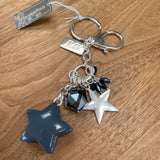 Eliza Gracious - Resin Star & crystal dropper Keyring/Bag Charm | Blue & Grey