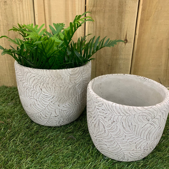 Tanya Grey Melange Leafy Pot - 2 sizes