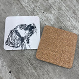 Penguin Ink Springer Dog 10cm Melamine Coaster with cork backing