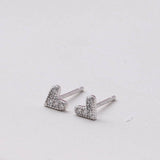 Sweet heart shaped stud earrings presented in a message bottle on a card that reads "love you with all my heart"  Sterling Silver