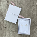 Life Charms the Thoughtful Jewellery Co. Silver plated stud hypoallergenic Earrings collection;  Crown Design in lovely gift box included