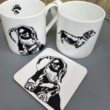 Dachshund dog bone china mug & Coaster