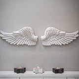 Large Pair of White Wooden Vintage Angel Wings - 67cm 