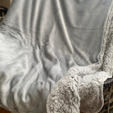 Malini Super Soft Fleece throw with Sherpa Reverse - Silver