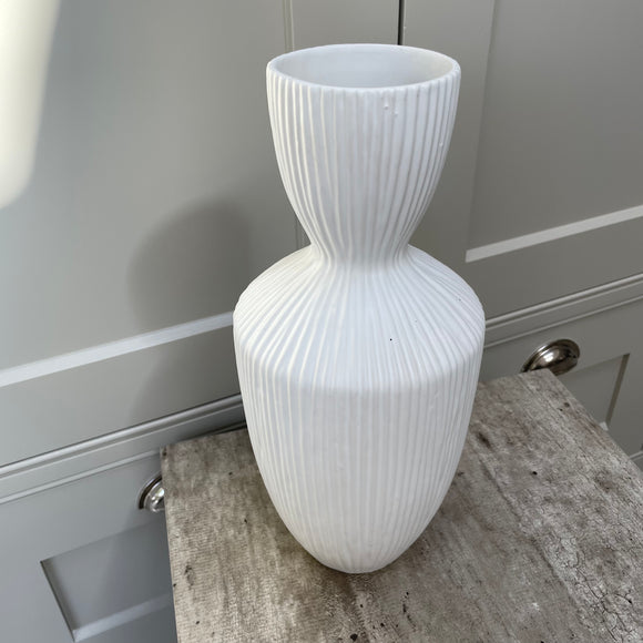 Hirano Matte White Ribbed Vase
